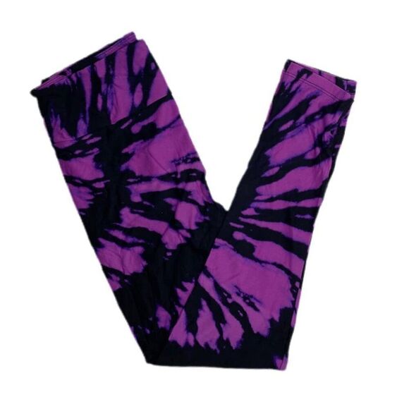 LuLaRoe Halloween Tie Dye Purple Leggings Black TC2 Plus Size 20-24 - Picture 5 of 5